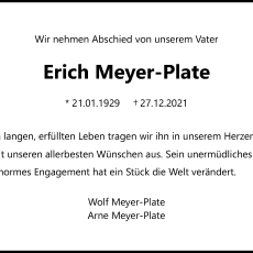 Trauer um Erich Meyer-Plate