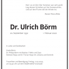 Trauer um Ulrich Börm