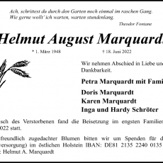 Trauer um Helmut August Marquardt