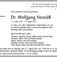 Nachruf: Dr. Wolfgang Neusüß