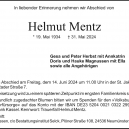 Trauer um Helmut Mentz